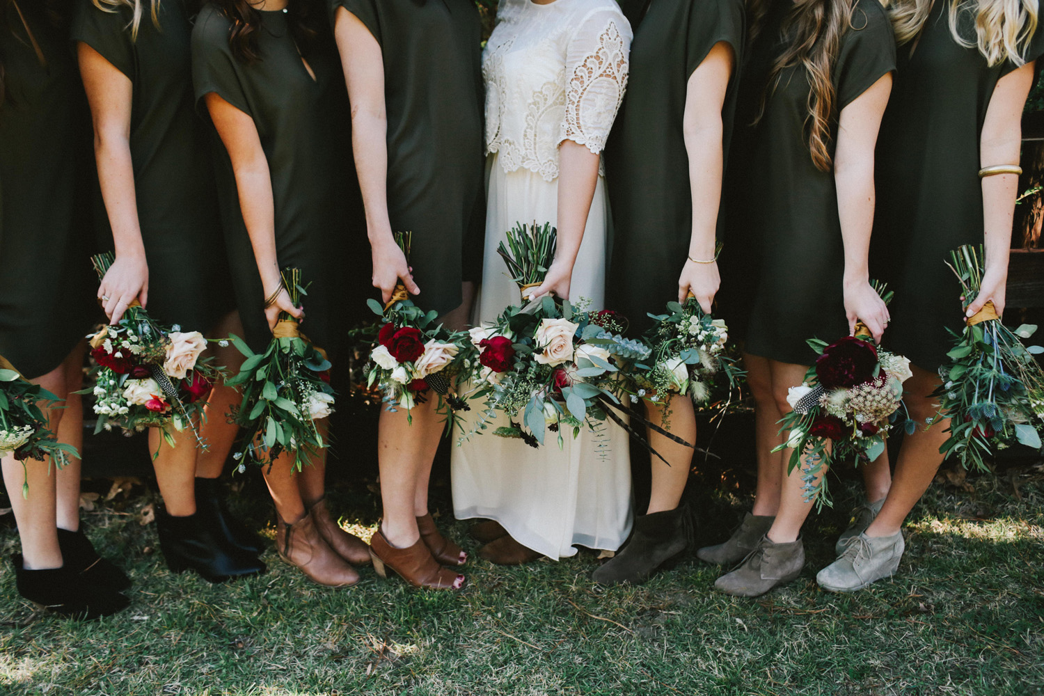 olive green bridemaids ankle booties