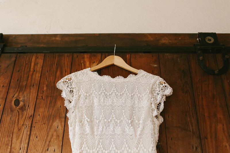 eclectic lumberyard wedding, daughters of simone dress