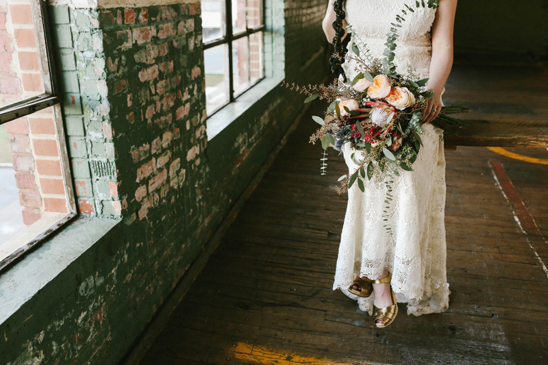 lowe mill wedding, hippie bride on a swing