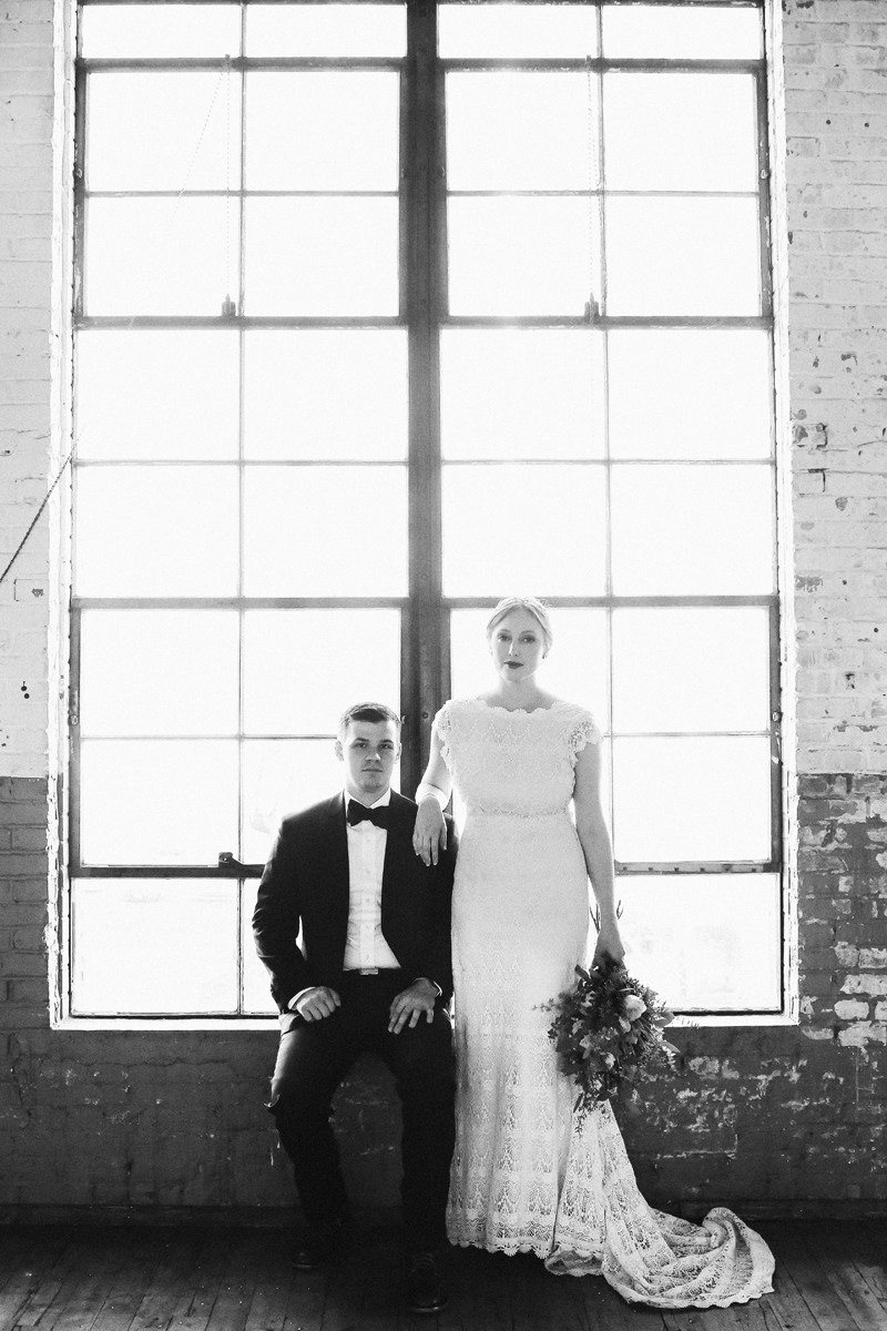 hipster wedding in a warehouse, daughters of simone dress