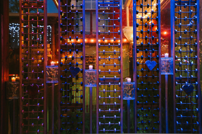 neon sign wedding decor, eclectic lumberyard wedding
