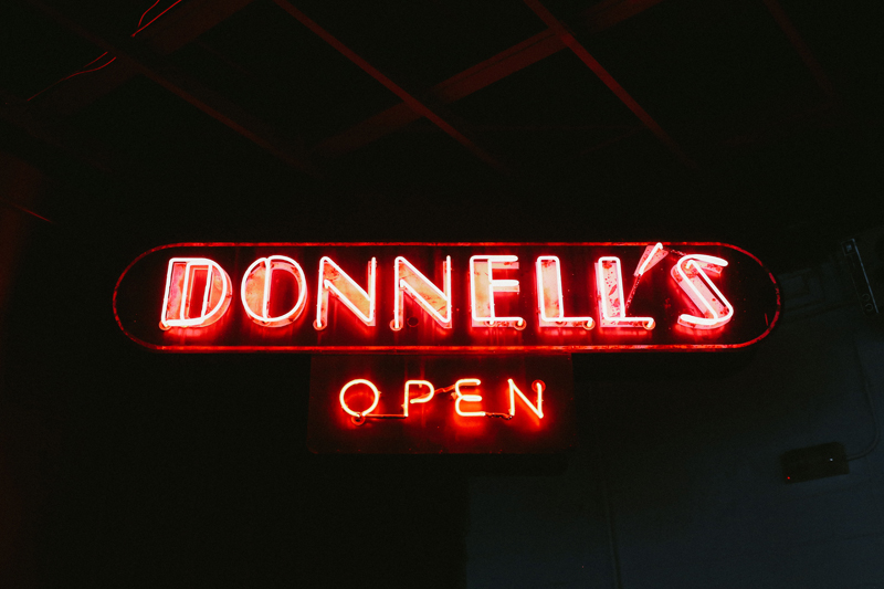 neon sign wedding decor, eclectic lumberyard wedding
