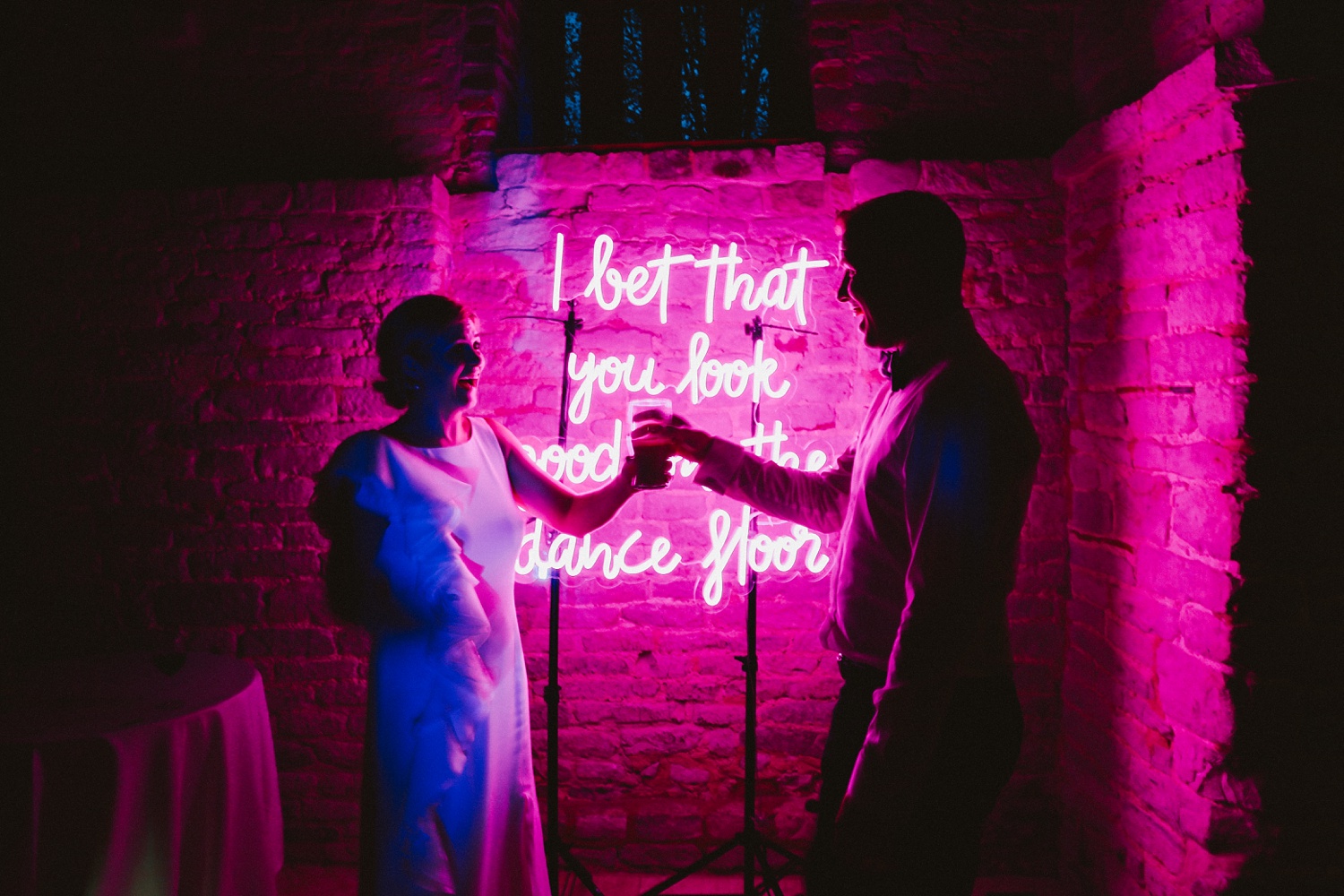 neon sign wedding decor london england